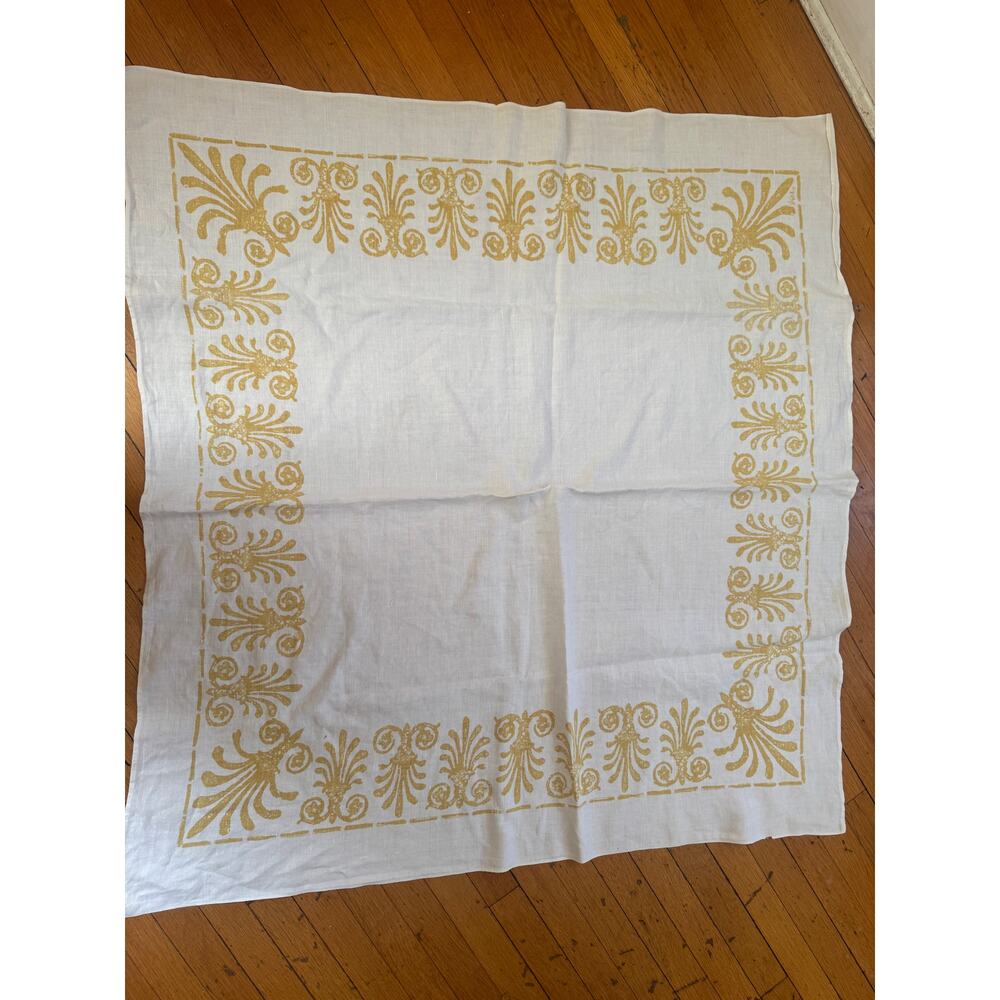 Linen & Crochet Beige Table Runner 45" x 49"